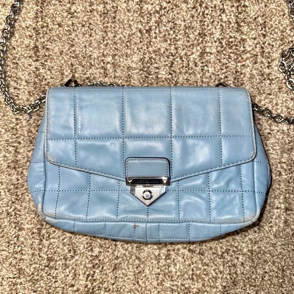Michael Michael Kors Soho Large Leather Crossbody Bag Baby Blue Women's - Picture 8 of 12